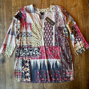 Fashion Fuse Womens M Tunic Patchwork Boho Top - Picture 1 of 13