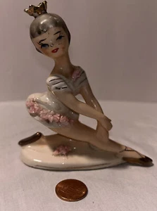 Vintage Ballerina Ballett Porzellan Krone Blumen Figur Japan 4,25" - Bild 1 von 6