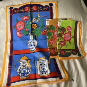 Geschirrtücher Floral 3 Vintage 14x 22 cm kräftige Farben - Bild 1 von 13