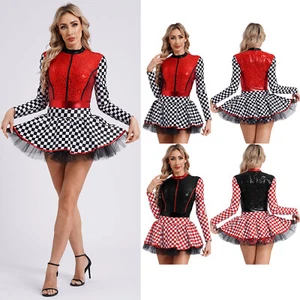Womens Speed Car Driver Racer Costume Cosplay Dress Shiny Clubwear Mini Party - Picture 1 of 28