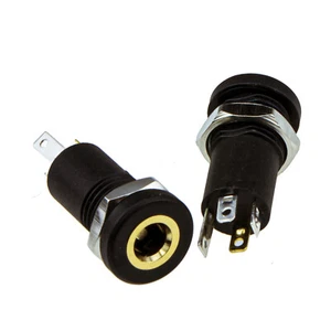 Lot de 2 bornes de montage sur panneau Jack 3,5 mm 4 pôles avec écrou de verrouillage audio avec micro - Photo 1/5