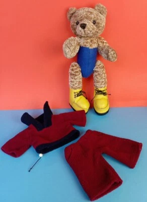 🐻 OURS / Oursons  bottes Jaunes PELUCHE Vintage Bear _ 35 Cm 🔵 - Photo 1/4