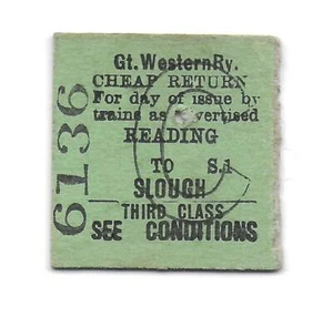 Billete de tren GWR Reading to Slough 1935 tercer día barato regreso Edmondson - Imagen 1 de 1