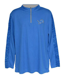 Detroit Lions Men's 1/4 Zip Pullover Shirt - Light Blue Free Shipping