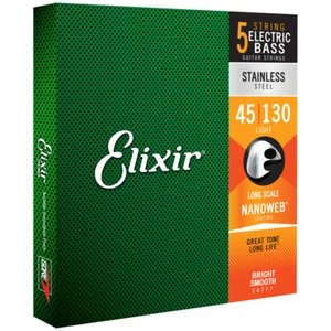 Elixir NANOWEB Stainless Steel Bass — 5-String 14777 Light .045-.130 - Picture 1 of 3