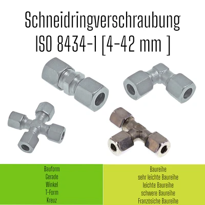 INDUSTRIEWERK.SHOP Schneidringverschraubung Gerade Winkel T Hydraulikverschraubung Verschraubung 👍