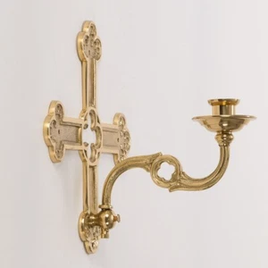 10 1/2" Solid Brass Wall Mounted Church Consecration Candlestick #272 - Picture 1 of 2