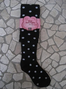 Neu 1 x Strumpfhosen Gr. 12-14 Jahre Schuhgröße ca. 34- 36 schwarz mit Punkten - Bild 1 von 2