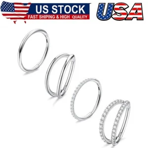 4PCS 18G Nose Rings Hoops, Surgical Steel Earrings Tragus Septum Piercing CZ - Picture 1 of 6