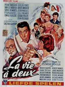 LA VIE à DEUX -1958 - FERNANDEL -S.GUITRY- Affiche Cinéma 36 X 56 cm - ON LINEN - Picture 1 of 1