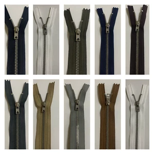 SILVER METAL TEETH TROUSER JEANS ZIP/ ZIPS CLOSED ENDED,VARIOUS COLOURS/LENGTHS - Picture 1 of 10