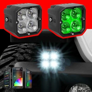 2pc Spot Beam LED Cube Lights Universal Mount RGB for Off Road Jeep SXS UTV - Picture 1 of 5