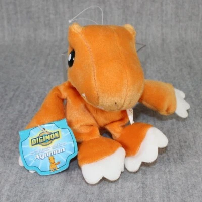 DIGIMON BANDAI Plush Agumon Vintage Beanie Soft Toy New Tag 1999 Dinosaur RARE - Bild 1 von 4