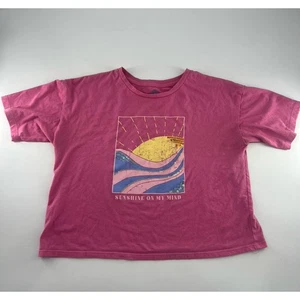 There Abouts Womens Extra Large Pink Sunshine Sun T Shirt Crop Top Y2K - Picture 1 of 7