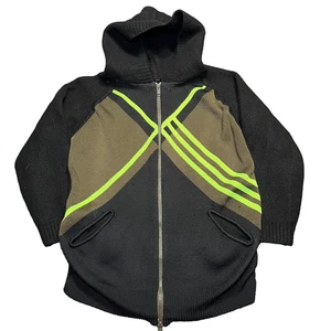 RARE veste pull laine Adidas Y-3 Yohji Yamamoto taille S fermeture éclair complète noir néon - Photo 1/13