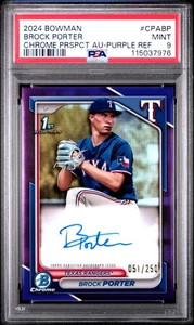 2024 Bowman Chrome Prospect Auto Brock Porter #CPABP Purple Ref 051/250 PSA 9 - Picture 1 of 2