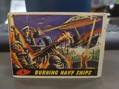 Mars Attacks 1962 Topps  #6 Burning Navy Ships - Image 1 of 4