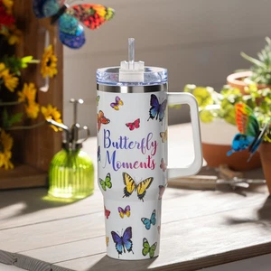Pollinator Garden Tumbler Stainless-Steel Canyon Cup w/ Straw, Butterfly Moments - Picture 1 of 3
