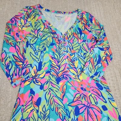 Vestido Lilly Pulitzer Palmetto Feminino XS Floral AOP Runner Supima Algodão Maximista - Imagem 1 de 4