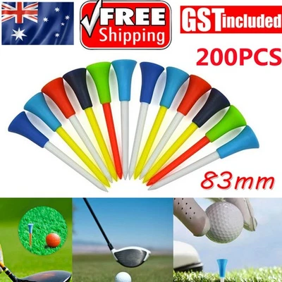 200 Packs 83mm Golf Tees Multi Color Plastic With Rubber Cushion Top Quality AU - image 1 of 4