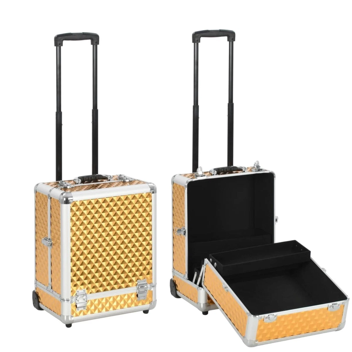 Kosmetikkoffer Mit Spiegel – Abschließbarer Beauty Case Aus Alu, Glänzend Orange, 19,5x17x17 Cm