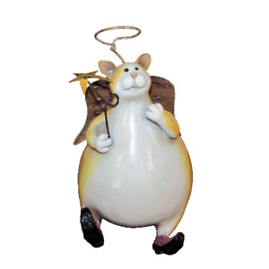 Coin Bank - Angel Fat Cat - Yellow Tabby Cat Wings Halo & Star Wand