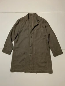 Zara Man Linen Chore Utility Field Workwear Metal Button Grayish Taupe Jacket MD - Picture 1 of 11