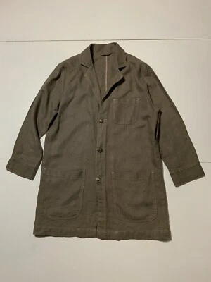 Zara Man Linen Chore Utility Field Workwear Metal Button Grayish Taupe Jacket MD - Image 1 of 4