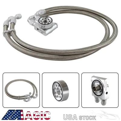 Adaptador sándwich filtro de aceite con kit de manguera para Subaru BRZ Toyota GT86 FT86 13-19 Foto 1 de 4