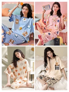 Mujeres Capri Pijama Set Estampado de Dibujos Animados Mangas Cortas Prendas para Dormir Ropa para el Hogar - Imagen 1 de 40