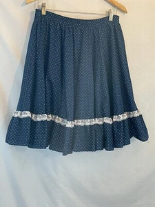 VTG PARTNERS PLEASE Malco Modes Square Dance Circle Skirt Blue Polka Dot M - Picture 1 of 5