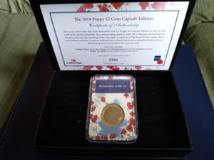 MONEDA 2 LIBRAS JERSEY 2019 POPPY SC/UNC, MUY ESCASA, ESTUCHE Y CERT, MUY RARA - Imagen 1 de 2