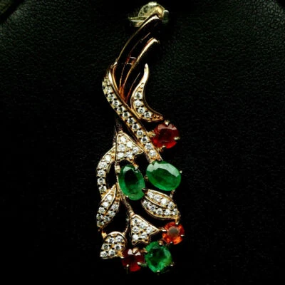 Shola Vero Naturalenaturale Smeraldo & Zaffiro Rimorchio Argento Sterling N132 - Immagine 1 di 3