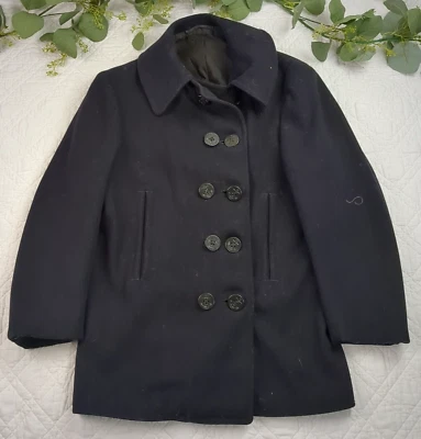 VTG 40's Naval Clothing Company Wool Navy Pea Coat Men's Size M-L? 20" - Image 1 of 4