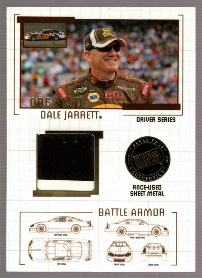 DALE JARRETT 6/150 RACE USED SHEET METAL PATCH SP 2007 PRESS PASS STEALTH - Image 1 of 1