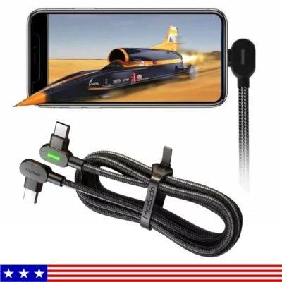 90 Degree Right Angle USB-C to C Cable Charger Cord Samsung Galaxy A20 A21 A22 - Image 1 of 4