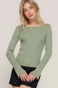 Women's Long Sleeve Boat Neck Knitted Comfy Pullover Sweater - Picture 1 of 29