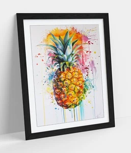 AQUARELLGEMÄLDE VON ANANAS - GERAHMTER WANDKUNST POSTER PAPIERDRUCK - Bild 1 von 11
