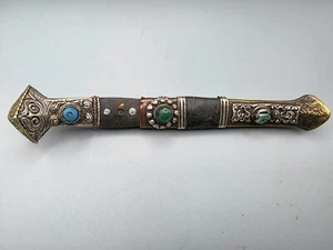 Vintage Antik Tibetisches Messer Zierscheide Metall - Picture 1 of 10