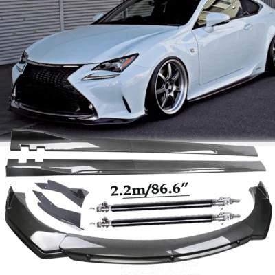 Carbon Fiber Front Bumper Lip Spoiler 86.6" Side Skirt Kit For Lexus Rc-f Rc200 Foto 1 de 4