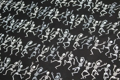 HALLOWEEN Fabric Fat Quarter FQ {100% COTTON} Skeleton Skeletons Spooky Quilting - Image 1 of 4