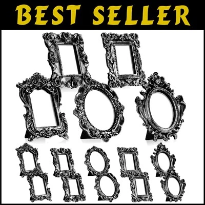 Ornate 15-Piece Black & Silver Mini Picture Frames for Home & Wedding Decor - Image 1 of 4