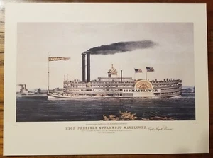 Juego de 4 - Vapor 1877 Currier & Ives reimpresiones litográficas 9" x 12" - Imagen 1 de 4