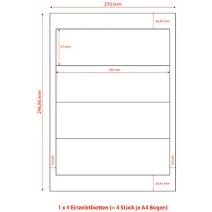 400 Etiketten selbstklebend weiß 192 x 61 mm DIN A4 Ordnerrücken Aufkleber - Bild 1 von 1