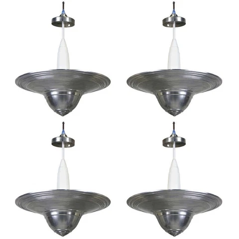Rare 1950s Machine Age Set of Aluminum Pendant Lights by Westinghouse-REDUCED Cover