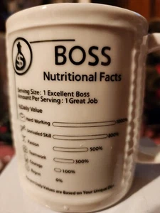 BOSS Mugs/ Ceramic Mug Nutritional Facts Funny Gift - Picture 1 of 5