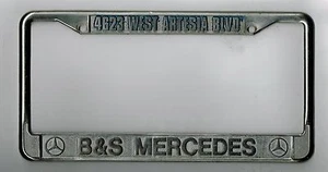 Marco de matrícula vintage Lawndale California B & S Mercedes Benz Los Ángeles - Imagen 1 de 1