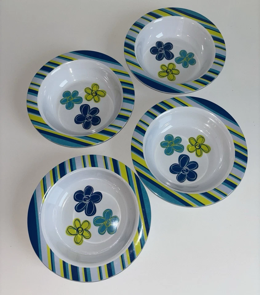 Набор из 4 уличных чаш глубиной 2 дюйма шириной 6 дюймов сине-зеленые - Изображение 1 из 4