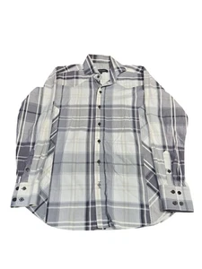 Bogosse Shirt Mens 3 Gray Plaid Long Sleeve Button Front Cotton Dress Casual - Picture 1 of 11