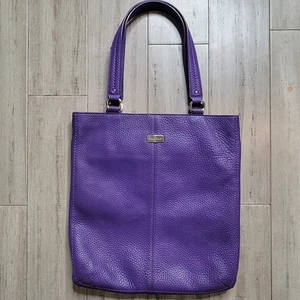Cole Haan Flat Tote Bag Handtasche Pebble Grain Leder Lila Schultertasche - Bild 1 von 11